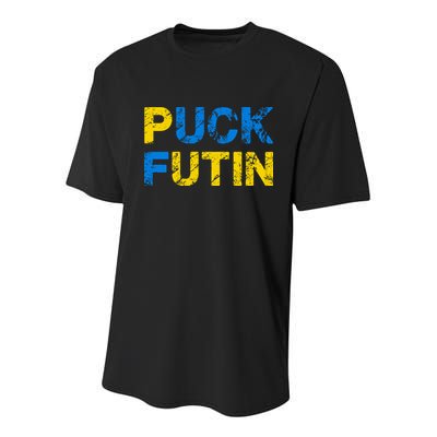 I Stand With Ukraine Puck Futin Support Youth Performance Sprint T-Shirt