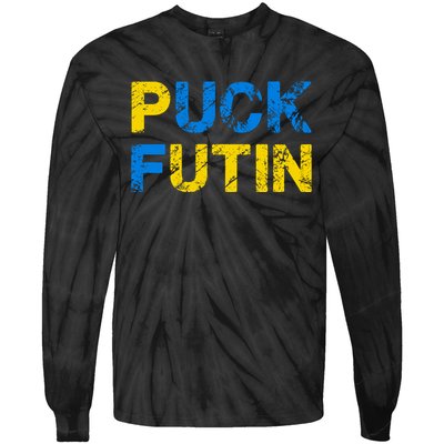 I Stand With Ukraine Puck Futin Support Tie-Dye Long Sleeve Shirt