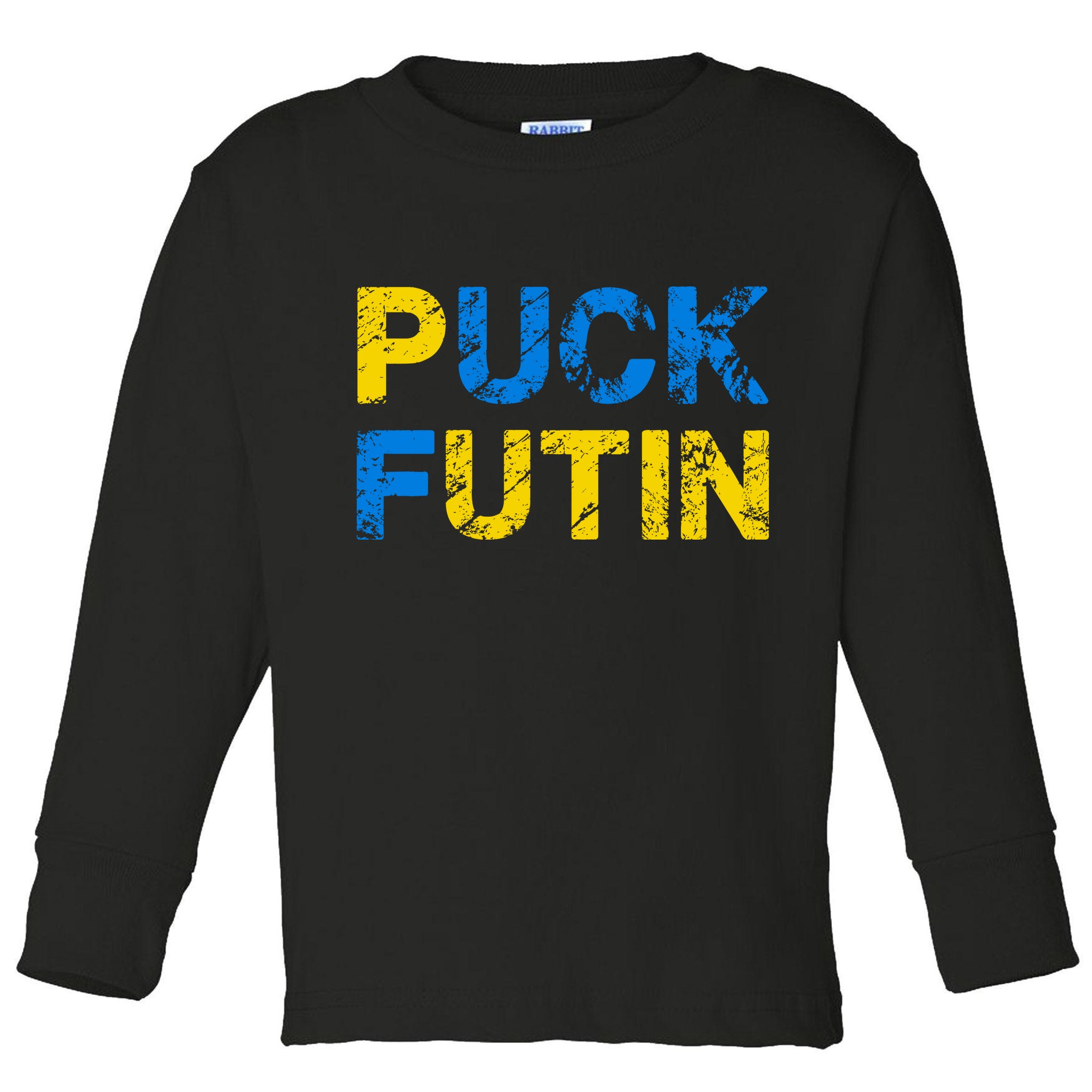 I Stand With Ukraine Puck Futin Support Toddler Long Sleeve Shirt