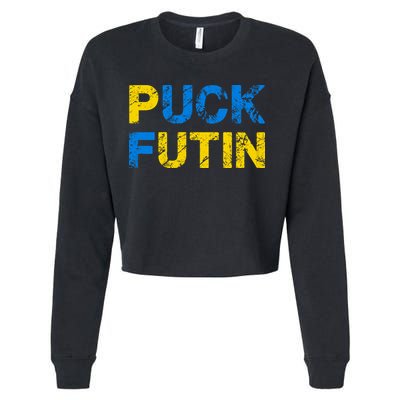 I Stand With Ukraine Puck Futin Support Cropped Pullover Crew