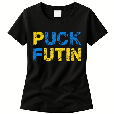 I Stand With Ukraine Puck Futin Support Womens T-Shirt