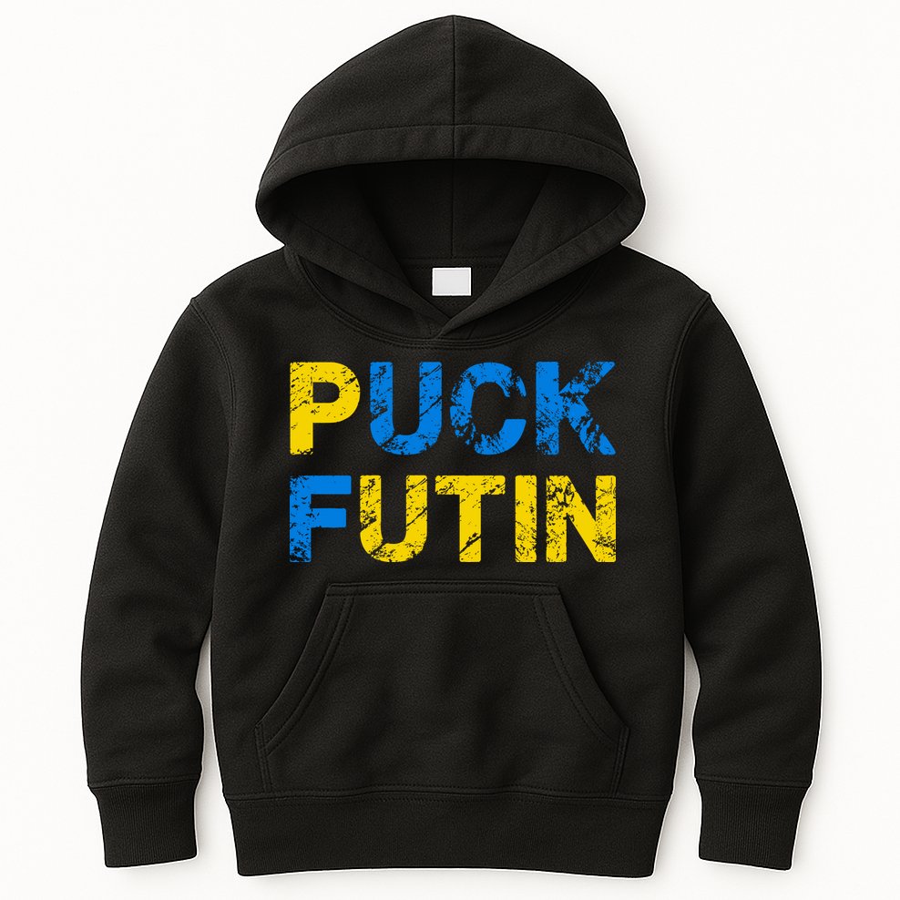 I Stand With Ukraine Puck Futin Support Kids Hoodie