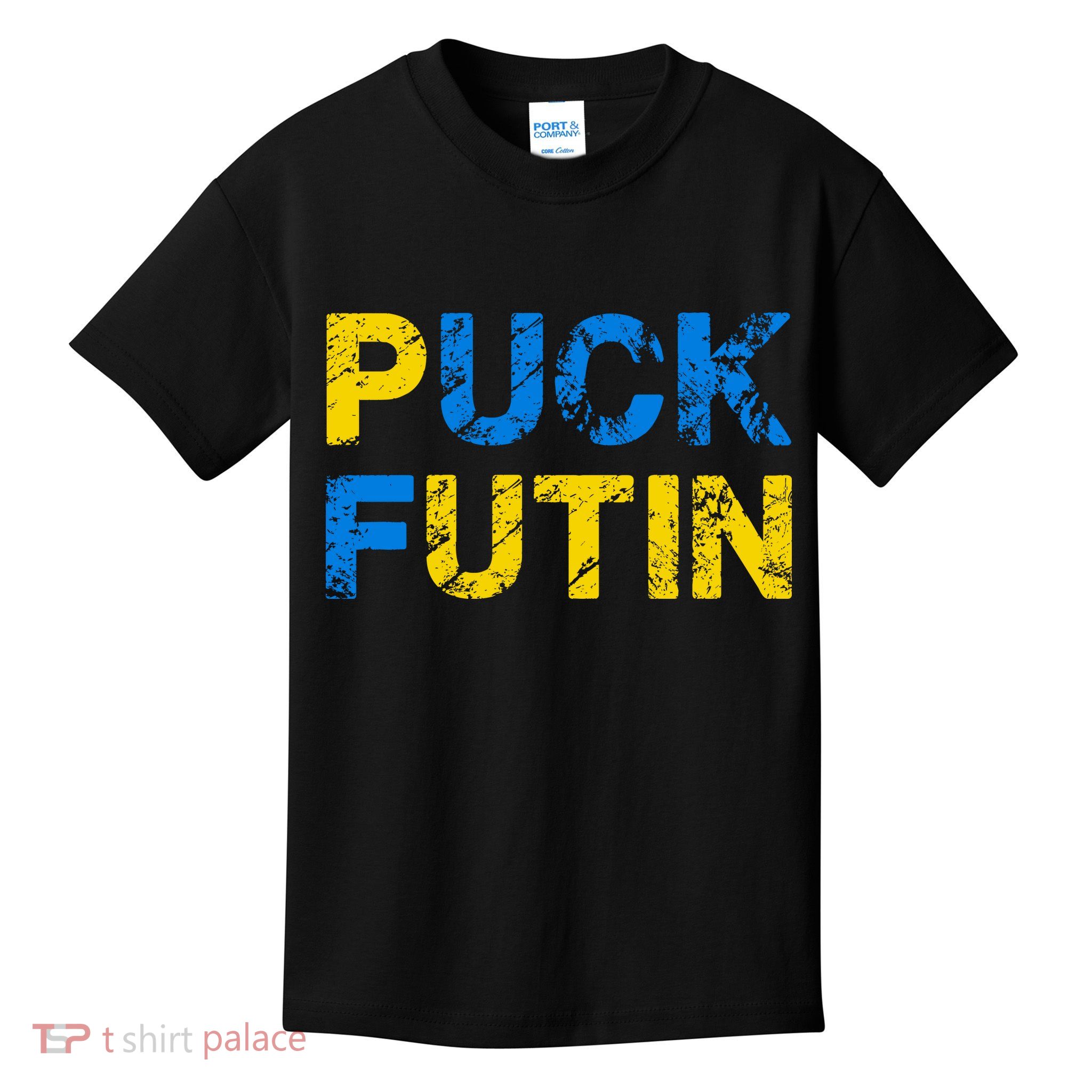 I Stand With Ukraine Puck Futin Support Kids T-Shirt
