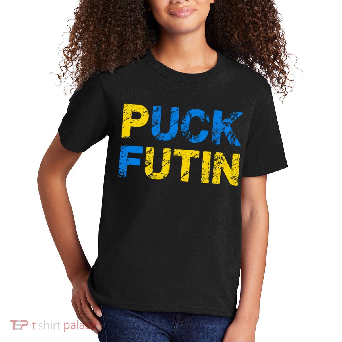 I Stand With Ukraine Puck Futin Support Kids T-Shirt
