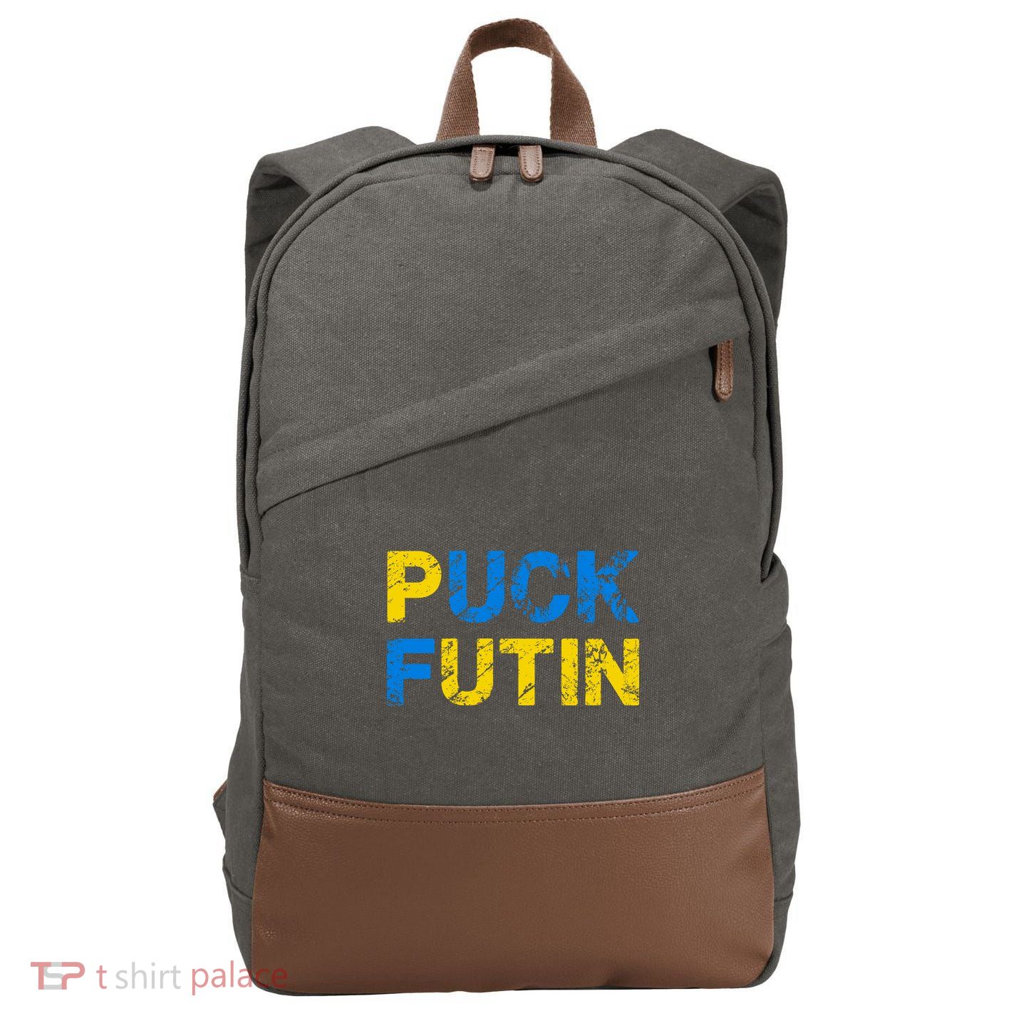 I Stand With Ukraine Puck Futin Support Cotton Canvas Backpack