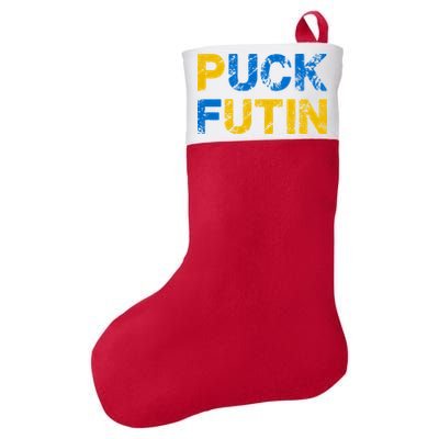 I Stand With Ukraine Puck Futin Support Felt Holiday Christmas Stocking