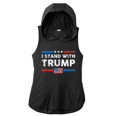 I Stand With Trump American Flag Vintage Pro Trump Make America Great Again Ladies PosiCharge Tri-Blend Wicking Draft Hoodie Tank