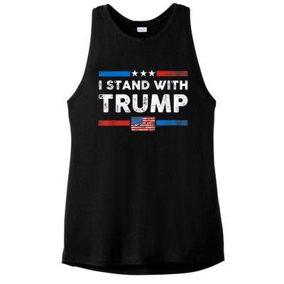 I Stand With Trump American Flag Vintage Pro Trump Make America Great Again Ladies PosiCharge Tri-Blend Wicking Tank