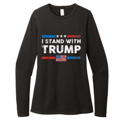 I Stand With Trump American Flag Vintage Pro Trump Make America Great Again Womens CVC Long Sleeve Shirt