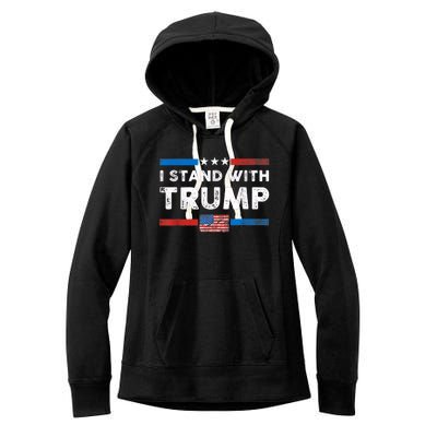 I Stand With Trump American Flag Vintage Pro Trump Make America Great Again Women's Fleece Hoodie