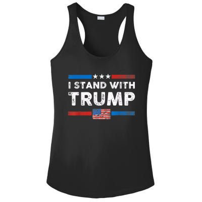 I Stand With Trump American Flag Vintage Pro Trump Make America Great Again Ladies PosiCharge Competitor Racerback Tank