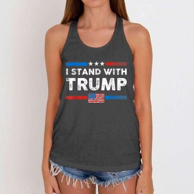 I Stand With Trump American Flag Vintage Pro Trump Make America Great Again Women's Knotted Racerback Tank