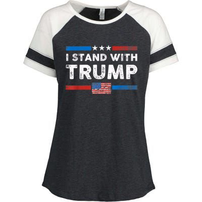 I Stand With Trump American Flag Vintage Pro Trump Make America Great Again Enza Ladies Jersey Colorblock Tee