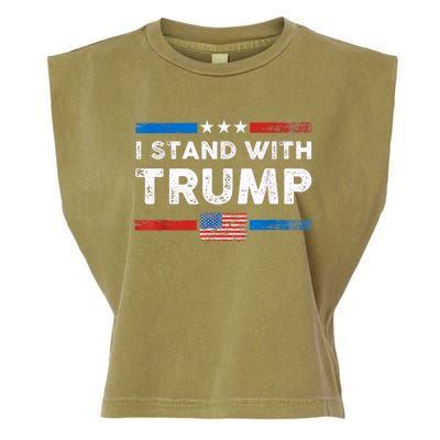 I Stand With Trump American Flag Vintage Pro Trump Make America Great Again Garment-Dyed Women's Muscle Tee