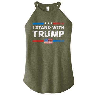 I Stand With Trump American Flag Vintage Pro Trump Make America Great Again Women's Perfect Tri Rocker Tank