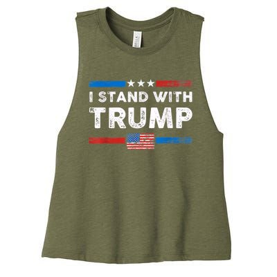 I Stand With Trump American Flag Vintage Pro Trump Make America Great Again Women's Racerback Cropped Tank