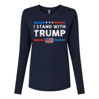 I Stand With Trump American Flag Vintage Pro Trump Make America Great Again Womens Cotton Relaxed Long Sleeve T-Shirt