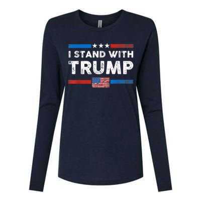 I Stand With Trump American Flag Vintage Pro Trump Make America Great Again Womens Cotton Relaxed Long Sleeve T-Shirt