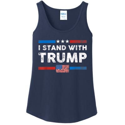 I Stand With Trump American Flag Vintage Pro Trump Make America Great Again Ladies Essential Tank