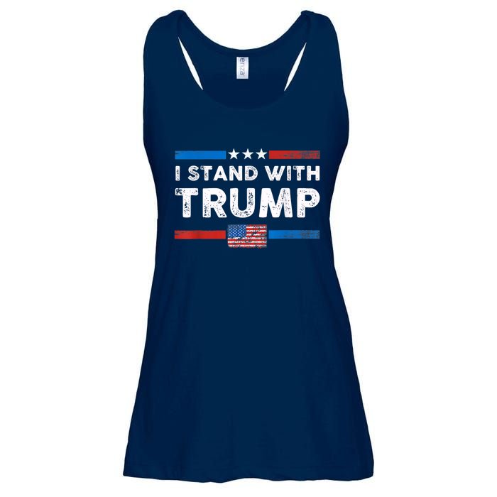 I Stand With Trump American Flag Vintage Pro Trump Make America Great Again Ladies Essential Flowy Tank