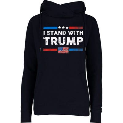 I Stand With Trump American Flag Vintage Pro Trump Make America Great Again Womens Funnel Neck Pullover Hood