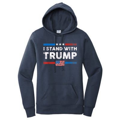 I Stand With Trump American Flag Vintage Pro Trump Make America Great Again Women's Pullover Hoodie