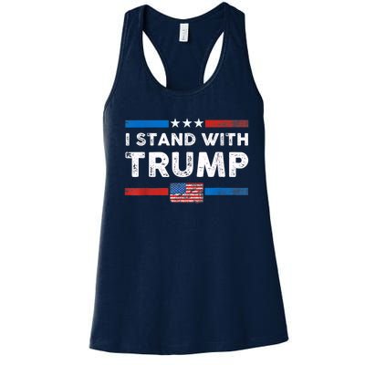 I Stand With Trump American Flag Vintage Pro Trump Make America Great Again Women's Racerback Tank