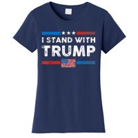 I Stand With Trump American Flag Vintage Pro Trump Make America Great Again Women's T-Shirt