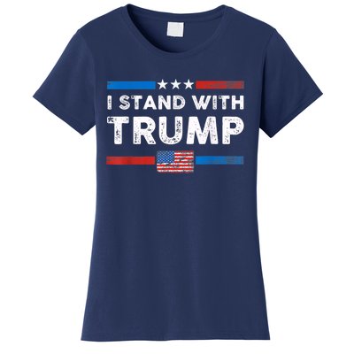 I Stand With Trump American Flag Vintage Pro Trump Make America Great Again Women's T-Shirt