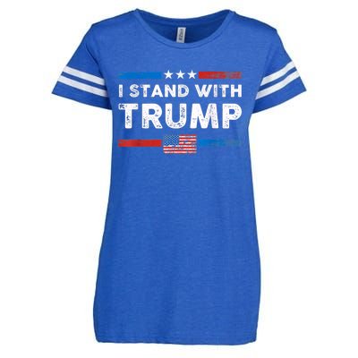 I Stand With Trump American Flag Vintage Pro Trump Make America Great Again Enza Ladies Jersey Football T-Shirt