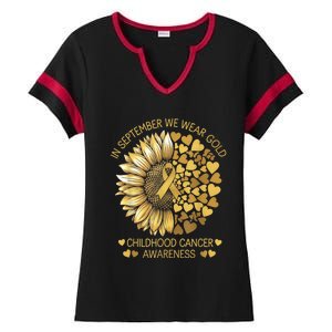 In September We Wear Gold Childhood Cancer Awareness Ladies Halftime Notch Neck Tee