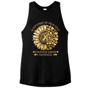 In September We Wear Gold Childhood Cancer Awareness Ladies PosiCharge Tri-Blend Wicking Tank