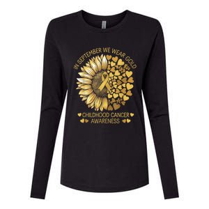 In September We Wear Gold Childhood Cancer Awareness Womens Cotton Relaxed Long Sleeve T-Shirt