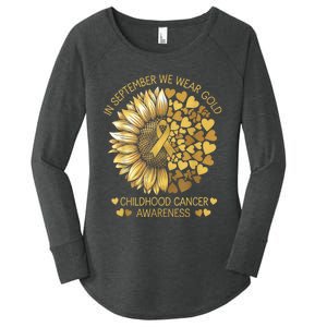 In September We Wear Gold Childhood Cancer Awareness Women's Perfect Tri Tunic Long Sleeve Shirt