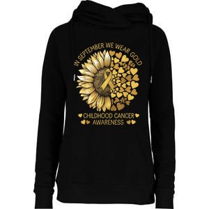 In September We Wear Gold Childhood Cancer Awareness Womens Funnel Neck Pullover Hood