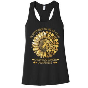 In September We Wear Gold Childhood Cancer Awareness Women's Racerback Tank