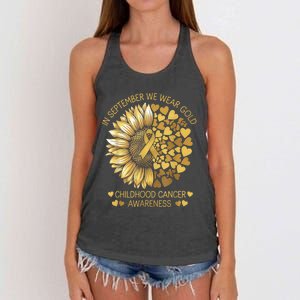 In September We Wear Gold Childhood Cancer Awareness Women's Knotted Racerback Tank