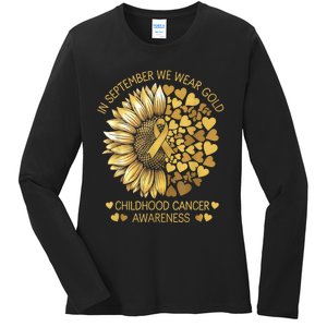 In September We Wear Gold Childhood Cancer Awareness Ladies Long Sleeve Shirt