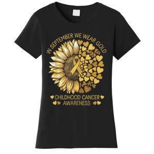 In September We Wear Gold Childhood Cancer Awareness Women's T-Shirt