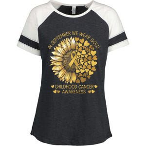 In September We Wear Gold Childhood Cancer Awareness Enza Ladies Jersey Colorblock Tee