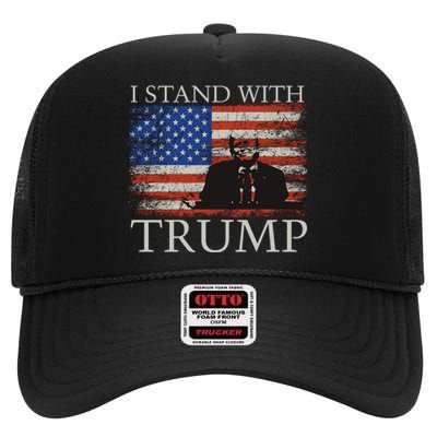 I Stand With Trump Free Trump Indictment Support Donald Trump High Crown Mesh Back Trucker Hat