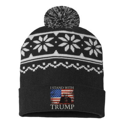 I Stand With Trump Free Trump Indictment Support Donald Trump USA-Made Snowflake Beanie