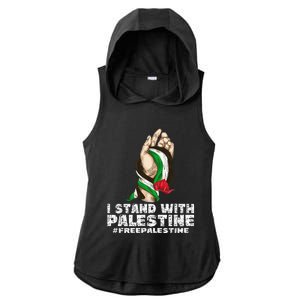 I Stand With Palestine For Their Freedom Free Palestine Ladies PosiCharge Tri-Blend Wicking Draft Hoodie Tank