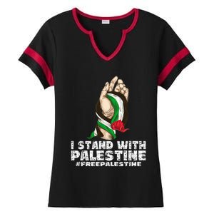 I Stand With Palestine For Their Freedom Free Palestine Ladies Halftime Notch Neck Tee