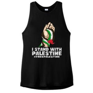 I Stand With Palestine For Their Freedom Free Palestine Ladies PosiCharge Tri-Blend Wicking Tank