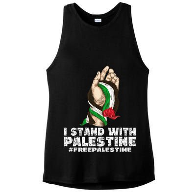 I Stand With Palestine For Their Freedom Free Palestine Ladies PosiCharge Tri-Blend Wicking Tank