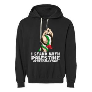 I Stand With Palestine For Their Freedom Free Palestine Garment-Dyed Fleece Hoodie