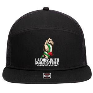 I Stand With Palestine For Their Freedom Free Palestine 7 Panel Mesh Trucker Snapback Hat