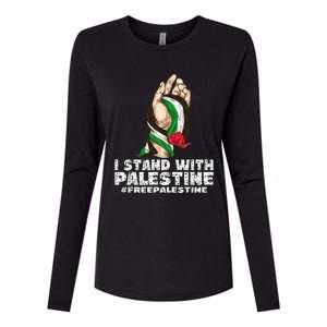 I Stand With Palestine For Their Freedom Free Palestine Womens Cotton Relaxed Long Sleeve T-Shirt