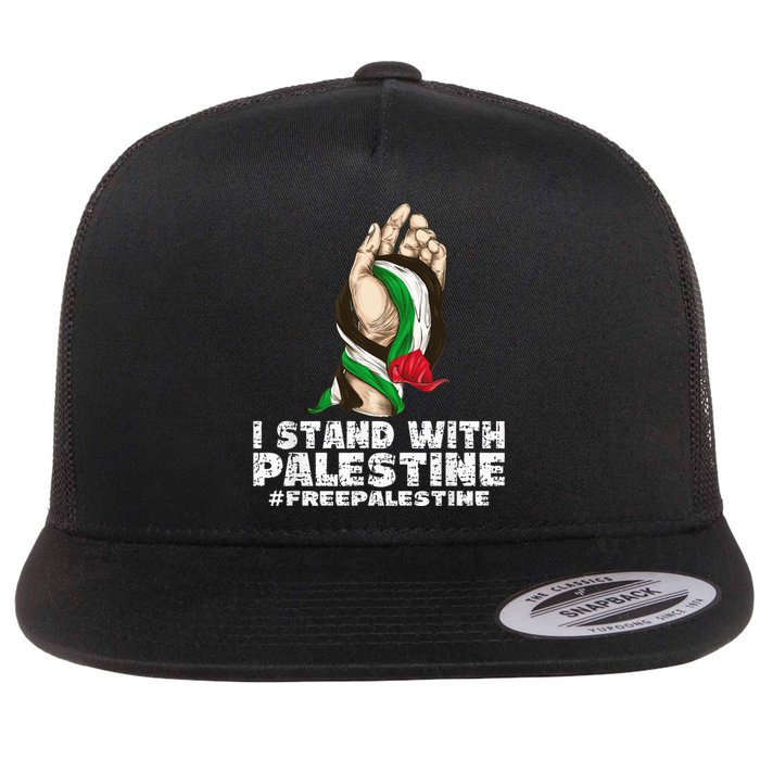 I Stand With Palestine For Their Freedom Free Palestine Flat Bill Trucker Hat